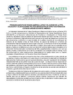 PRONUNCIAMIENTO DE LA FEDERACIÓN INTERNACIONAL DE TRABAJADORES SOCIALES (FITS-AL)